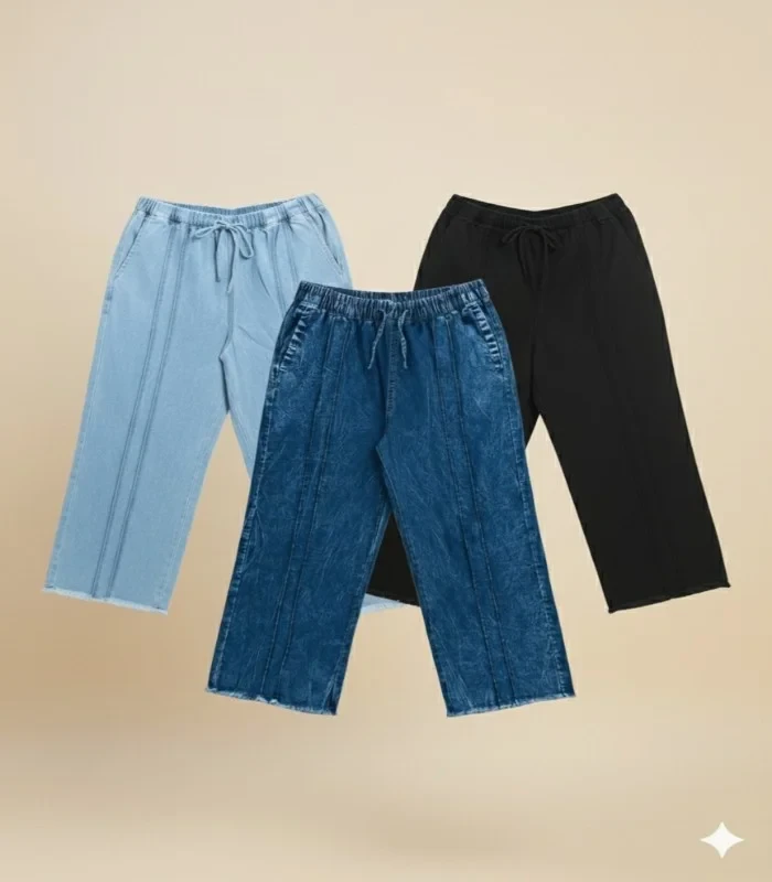 Denim Pintack Palazzo